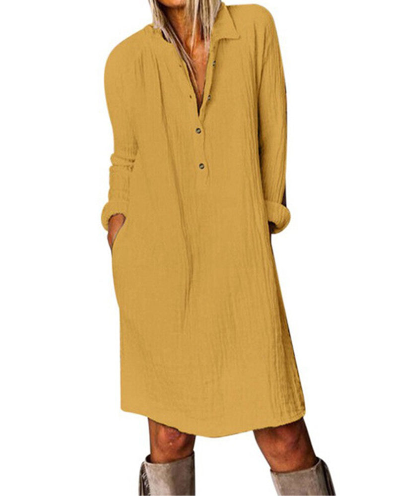 Robe de couleur unie à manches longues