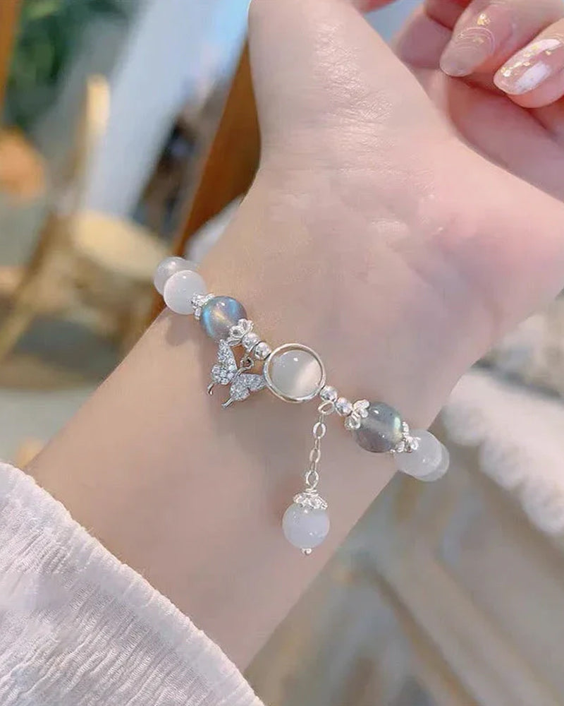 Bransoletka z kryształowym motylem imitującym kocie oko