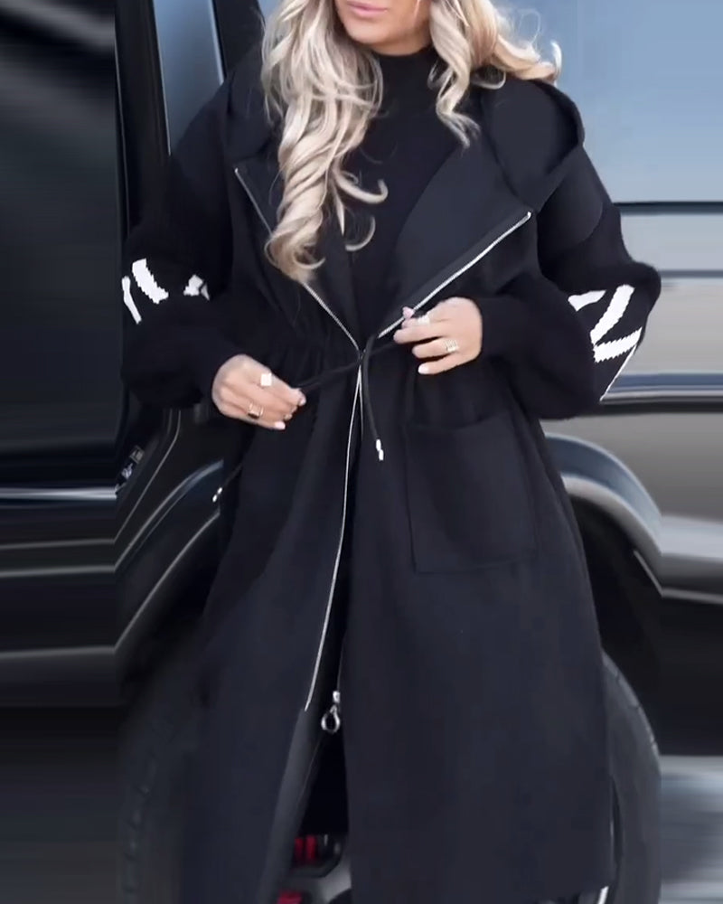 Manteau long ample avec poches décontractées