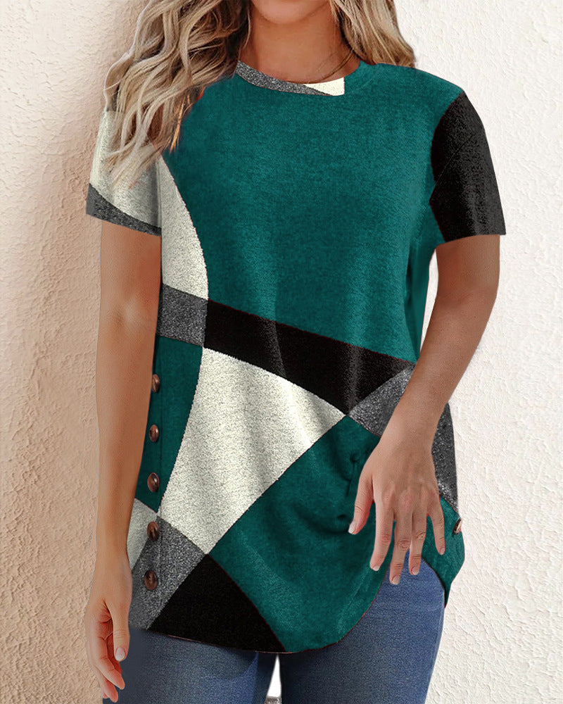 T-shirt z kontrastowym geometrycznym nadrukiem