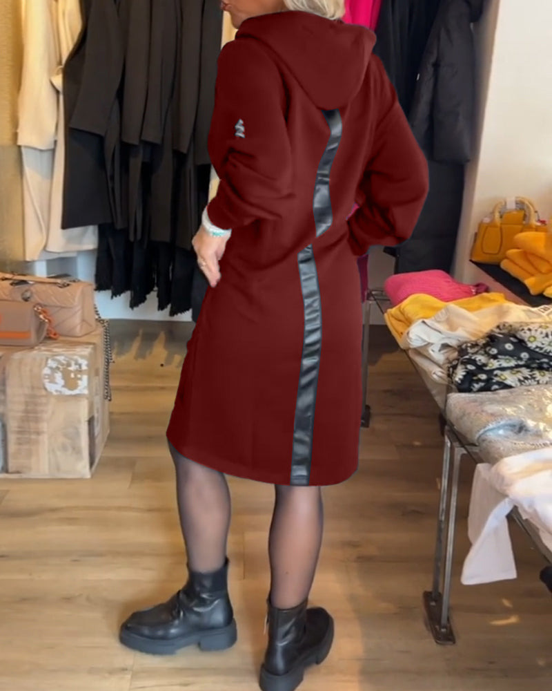 Robe à capuche unie avec poches