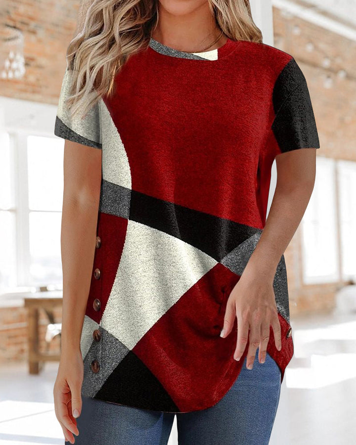T-shirt z kontrastowym geometrycznym nadrukiem