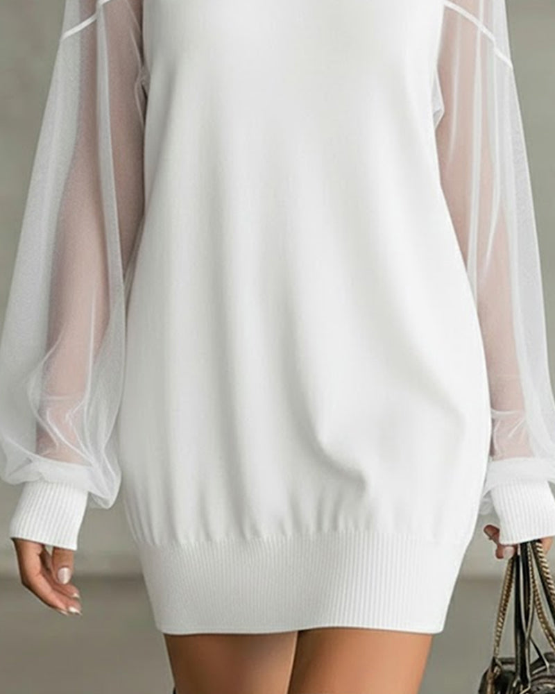 Robe Manche Lanterne Unie Patchwork