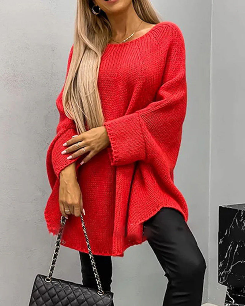 Elegancki damski sweter typu peleryna z dzianiny