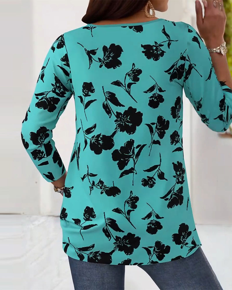Blouse à Boutons Imprimée Mode