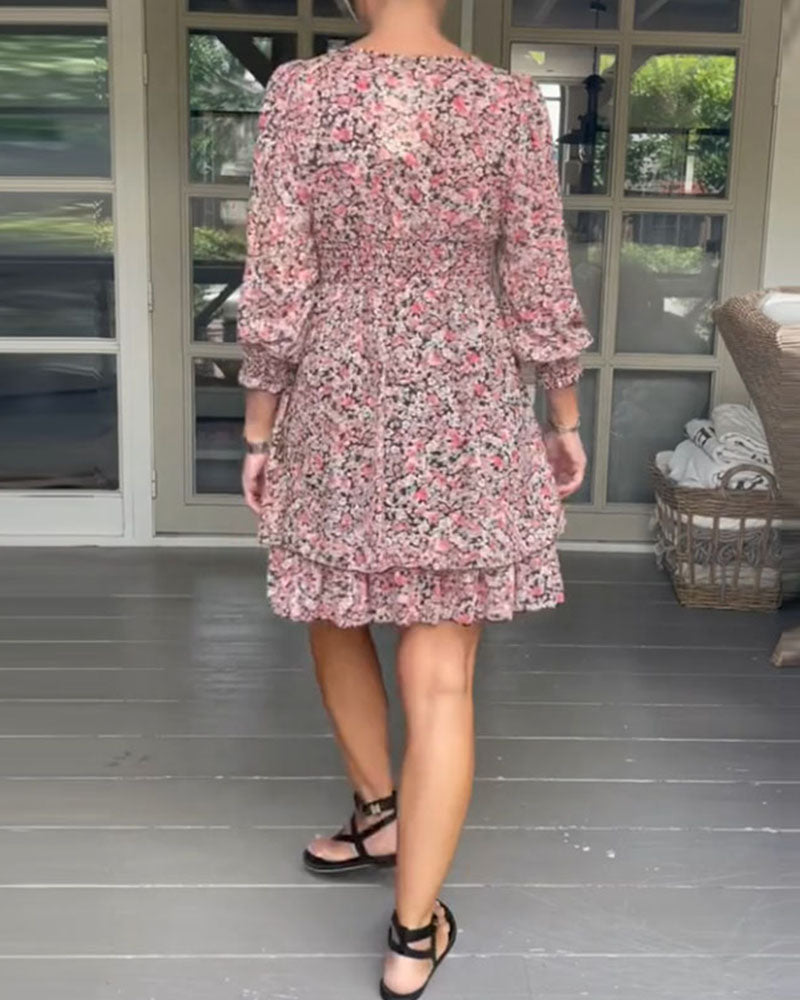 Robe décontractée à imprimé floral et encolure carrée