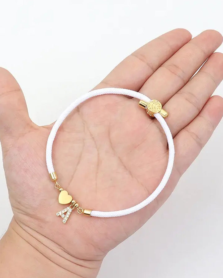 Cœur Initial Charme Lien Branché Bracelet