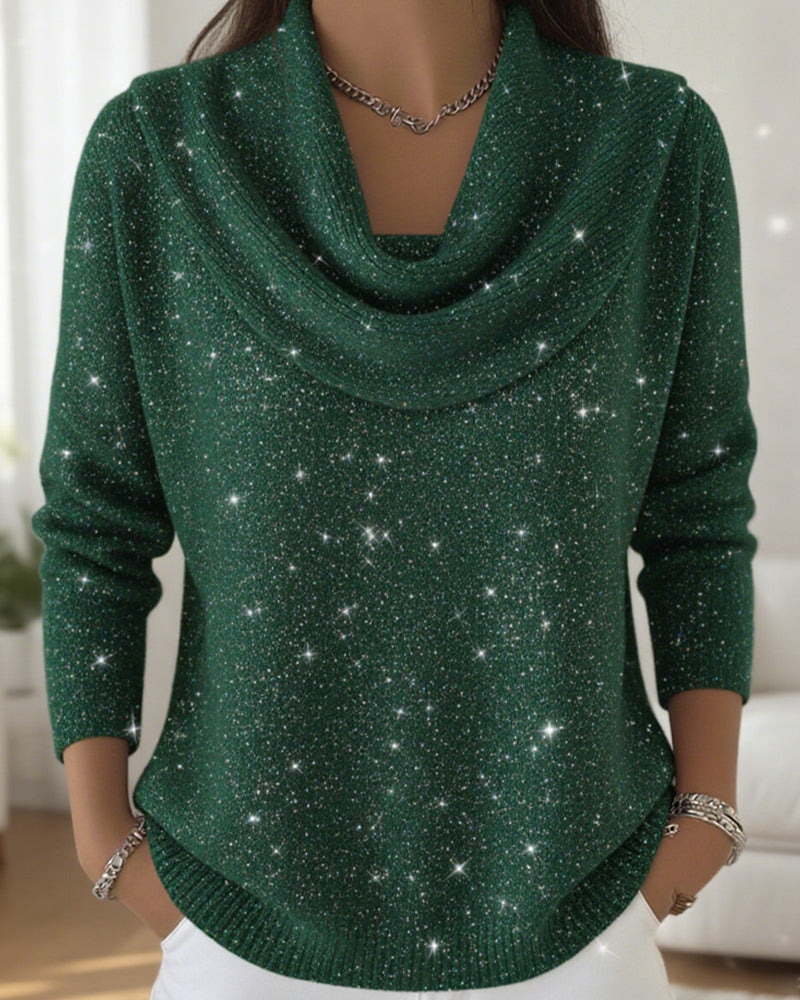Sweter z golfem zdobiony cekinami