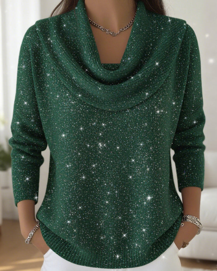 Sweter z golfem zdobiony cekinami