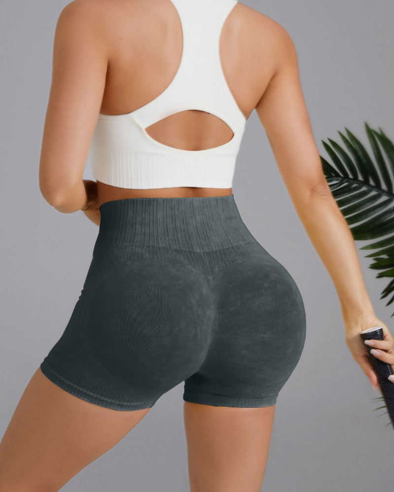 Short taille haute simple de couleur unie