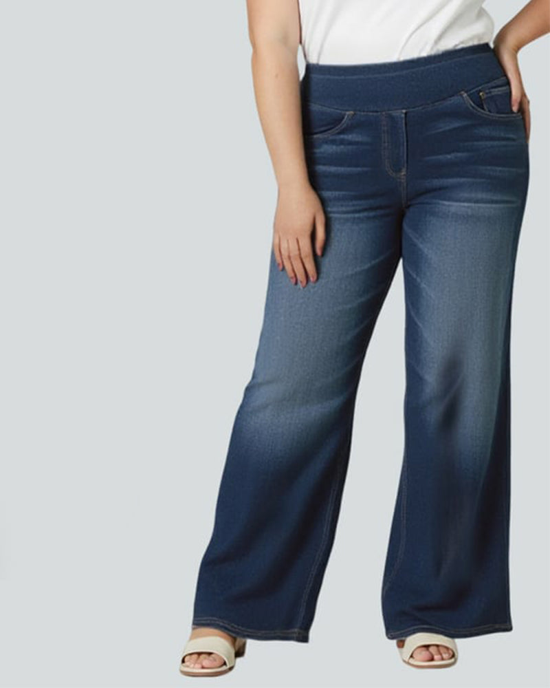 Jeansy z wysokim stanem, sprane, luźne, typu baggy, casualowe
