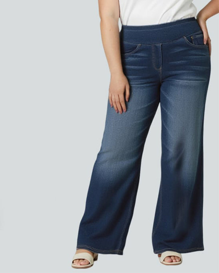 Jeansy z wysokim stanem, sprane, luźne, typu baggy, casualowe