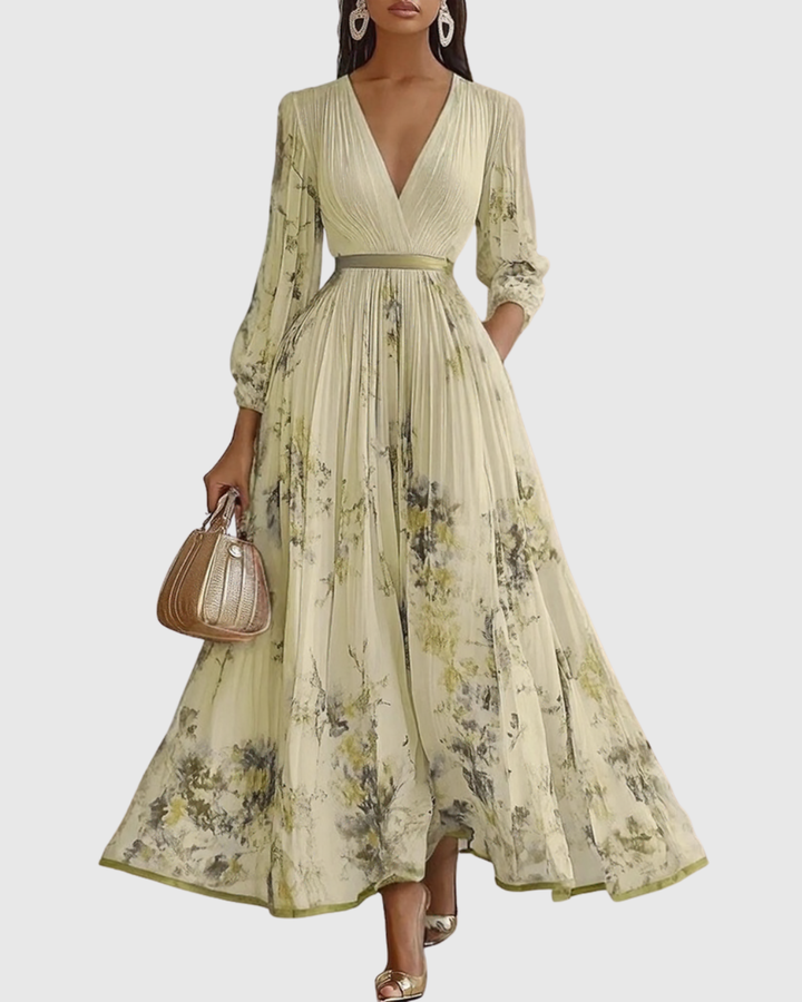 Amelia – Elegancka Plisowana Sukienka Maxi