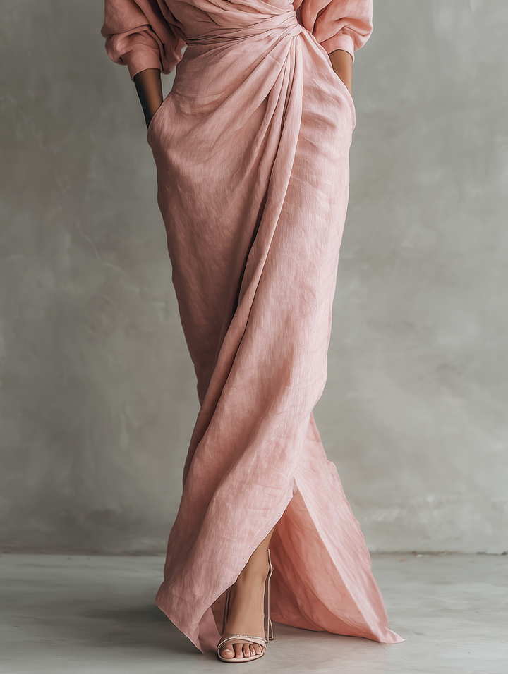 Zofia – Elegancka Sukienka Maxi z Kopertowym Dekoltem