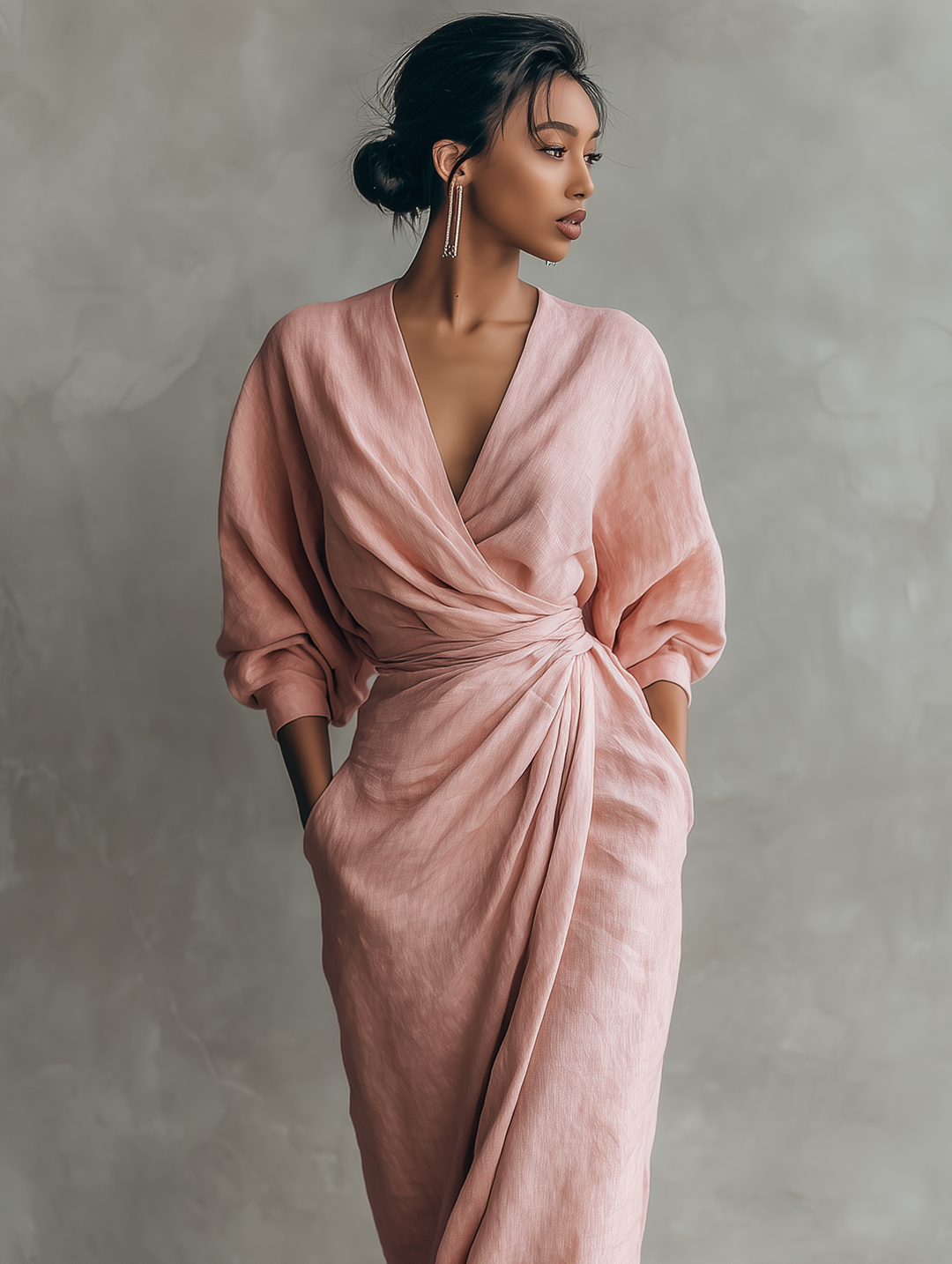 Zofia – Elegancka Sukienka Maxi z Kopertowym Dekoltem