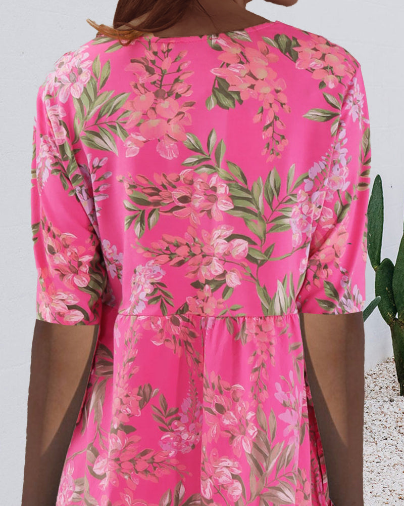Robe droite à imprimé floral