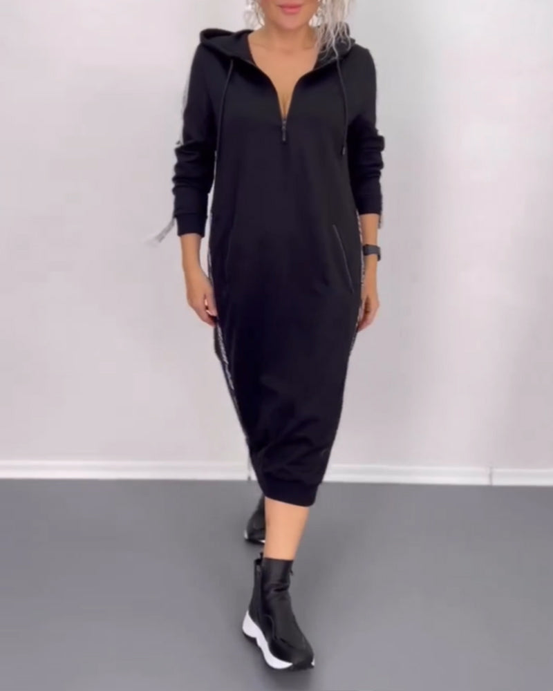Robe décontractée à capuche zippée