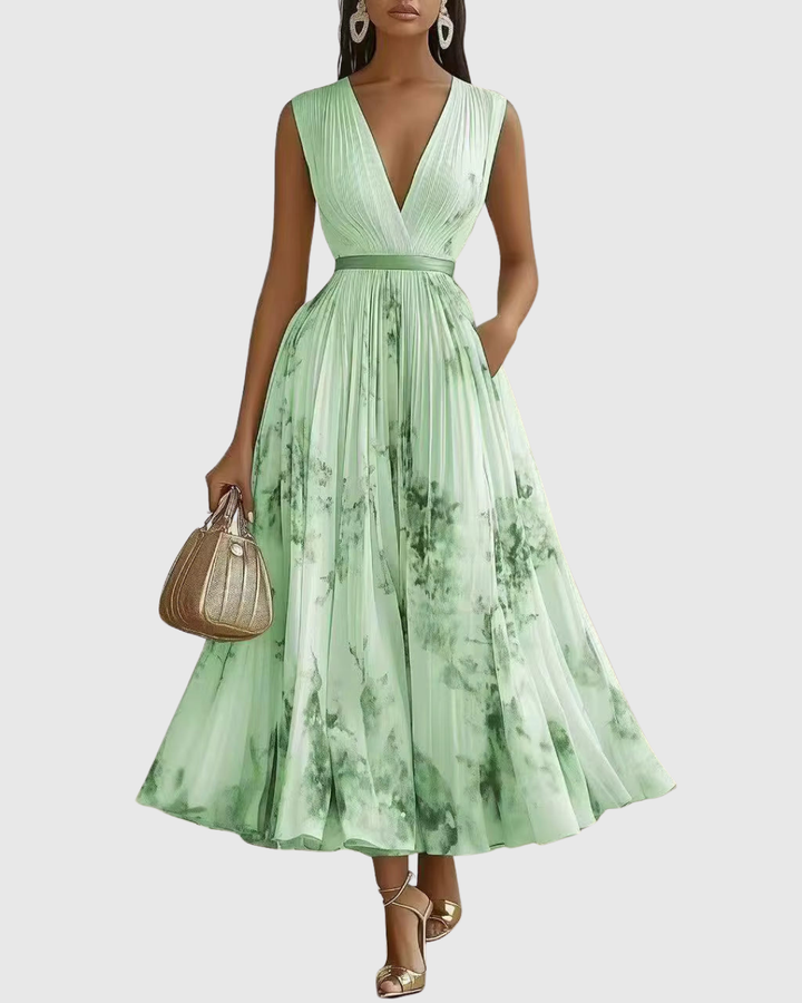 Amelia – Elegancka Plisowana Sukienka Maxi