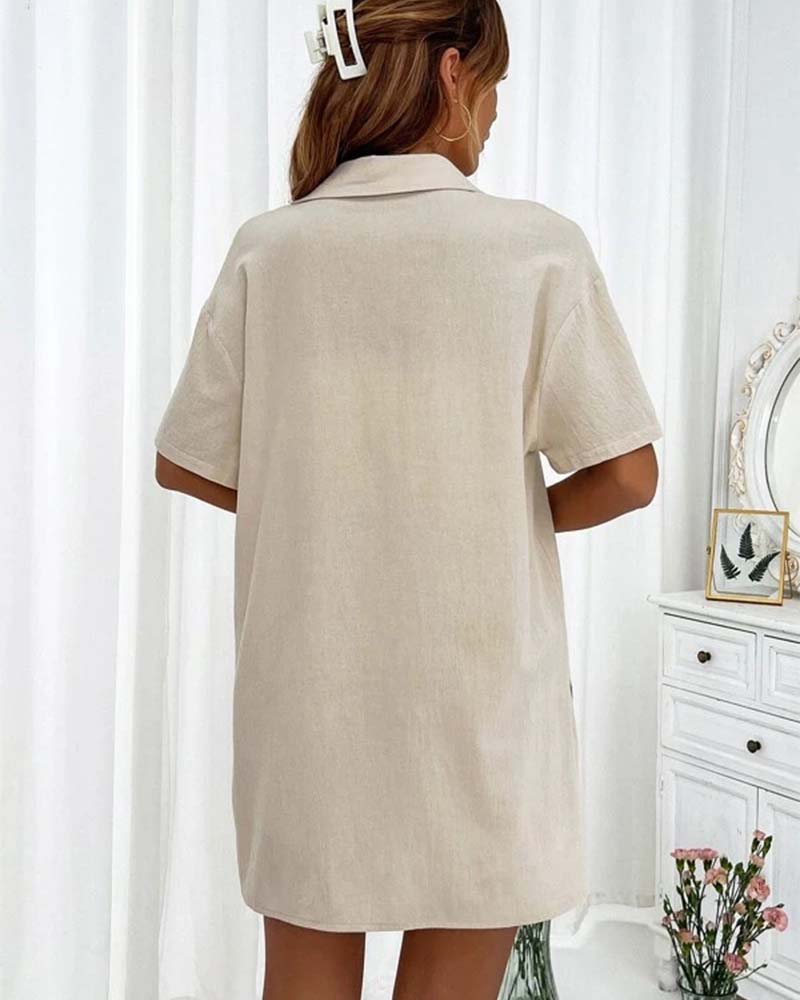 Ensemble chemise et short décontracté de couleur unie