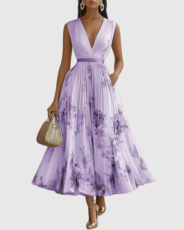 Amelia – Elegancka Plisowana Sukienka Maxi