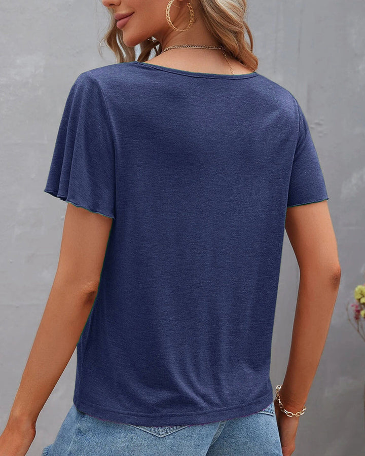 T-shirt z wycięciami w jednolitym kolorze