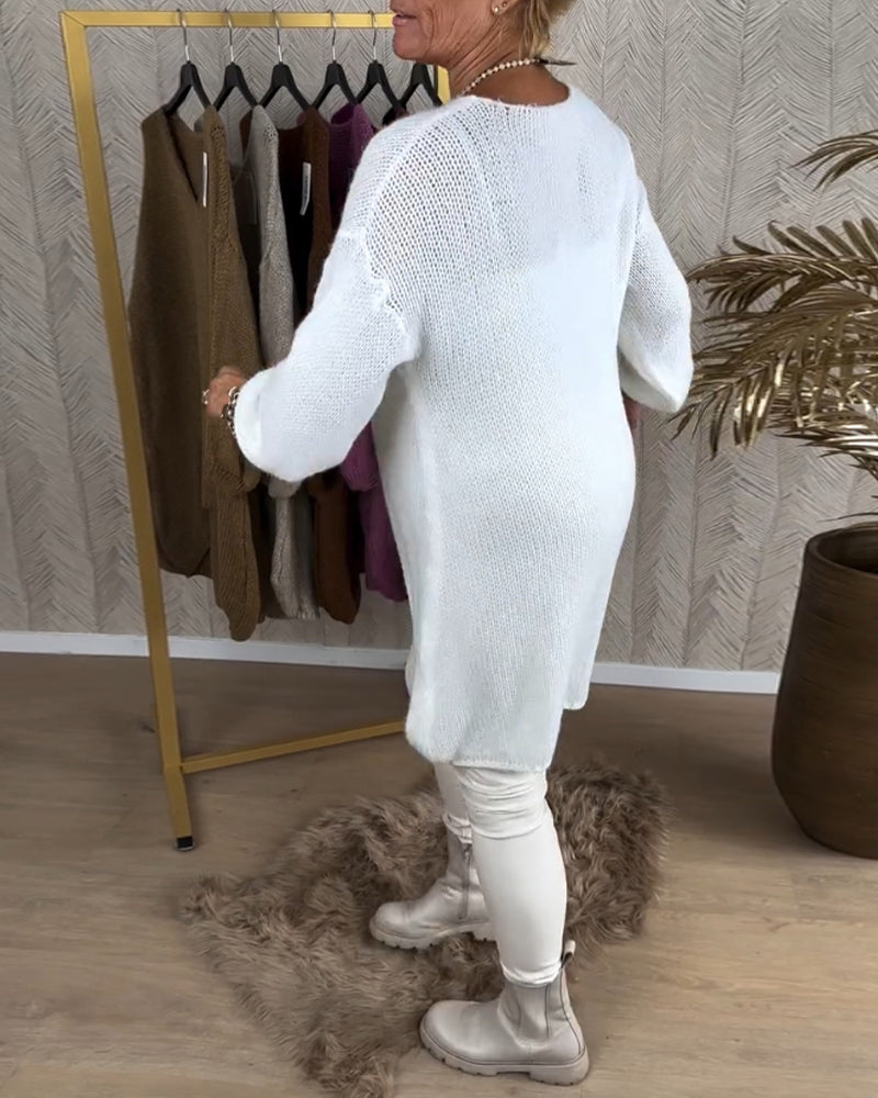 Nieregularny sweter o swobodnym kroju w jednolitym kolorze