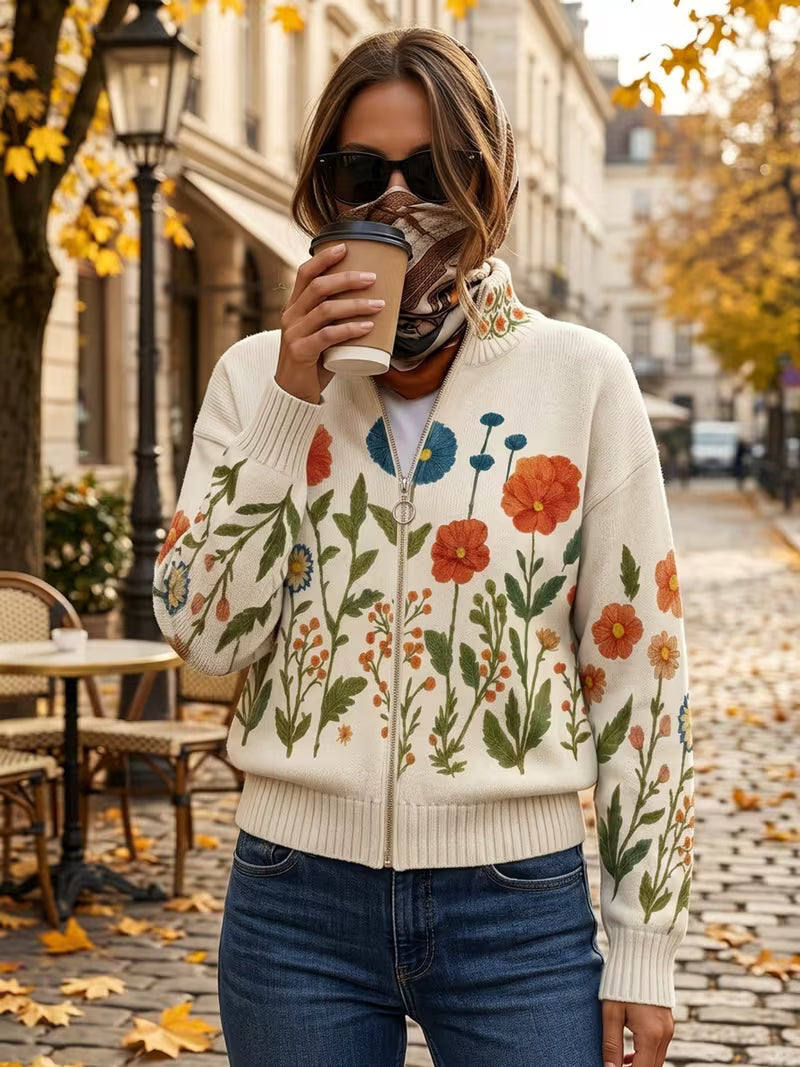 Cardigan zippé Champ de Fleurs Sauvages