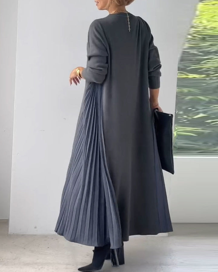 Robe pull plissée élégante à manches longues