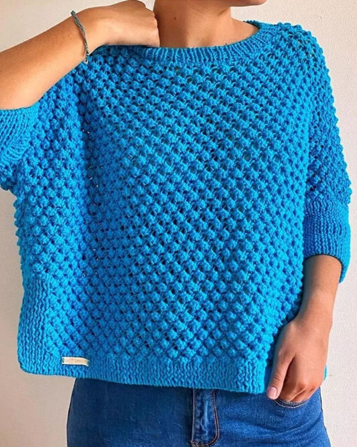 Pull ample couleur unie col rond