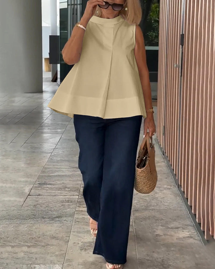 Blouse Sans Manches Unie Simple