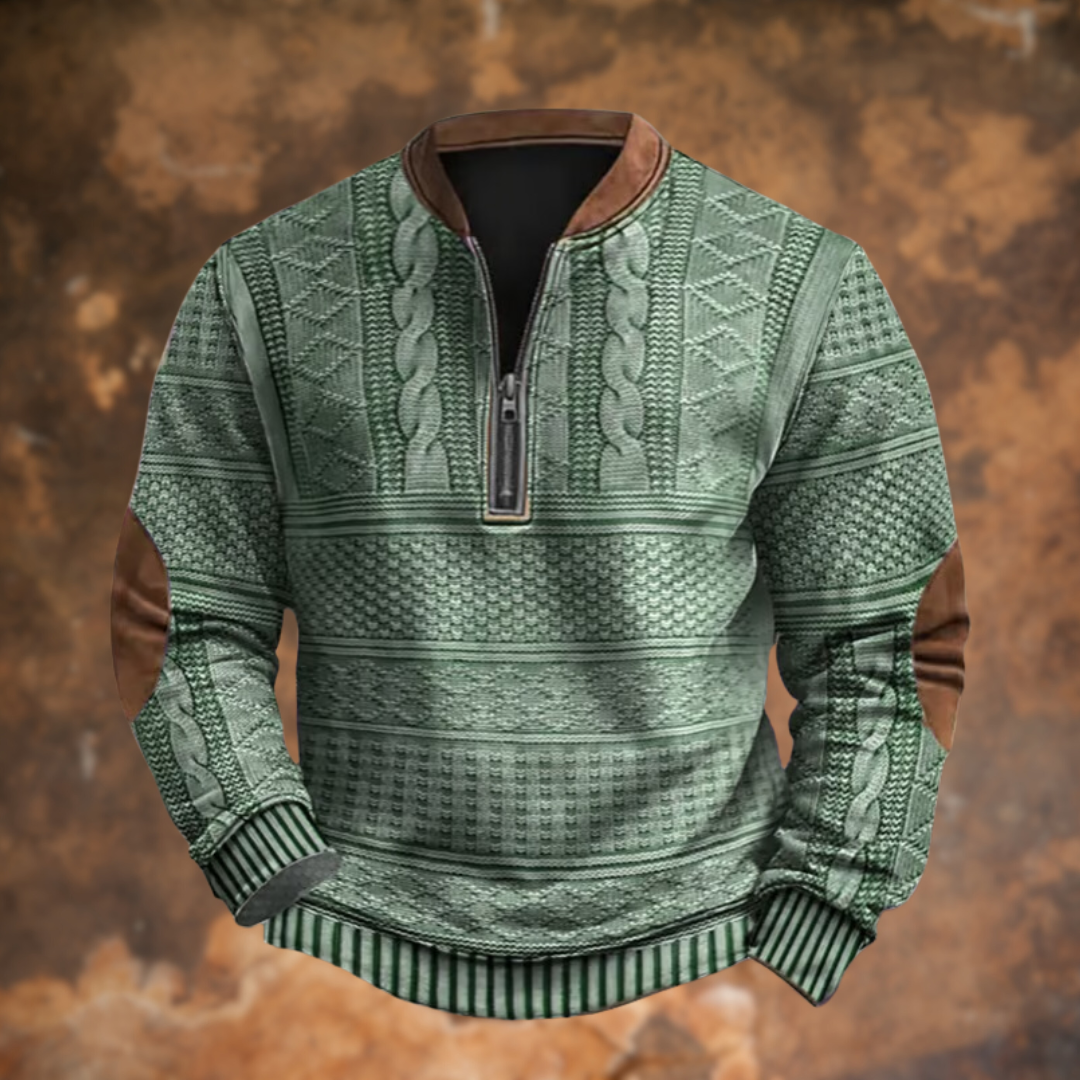 Anton – męski sweter z półzamkiem i stylowymi detalami