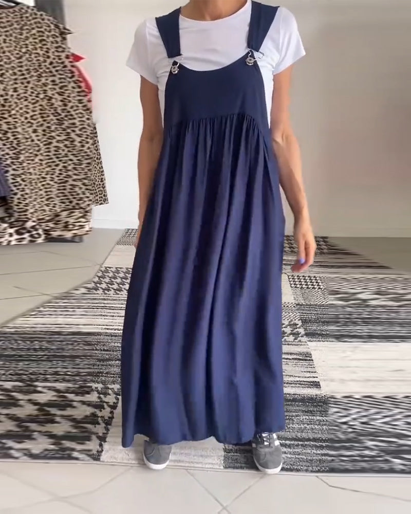 Robe décontractée couleur unie à bretelles