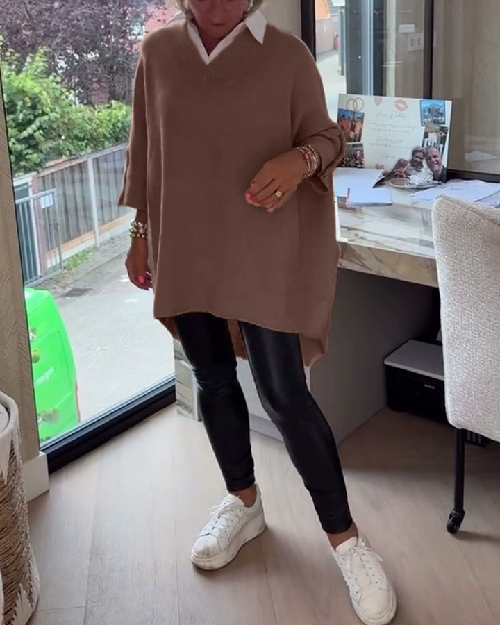 Pull Avec Caractéristiques Col V, Boutonné Et Asymétrique