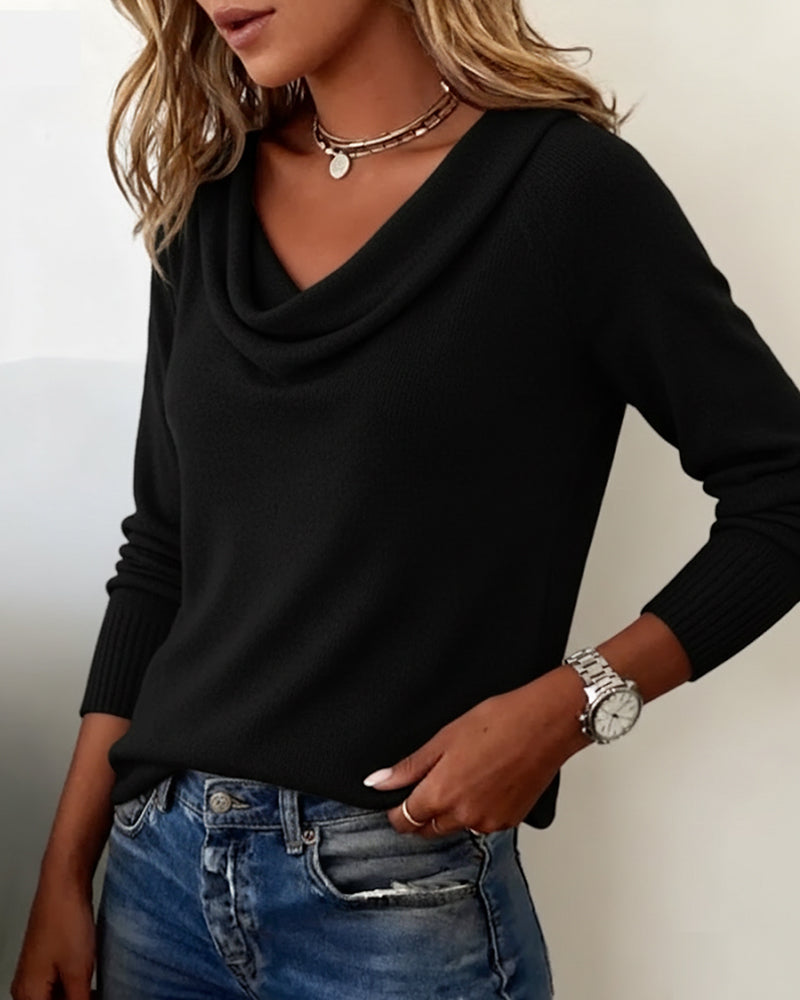 Pull Tendance À Manches Longues Avec Col En Fourrure