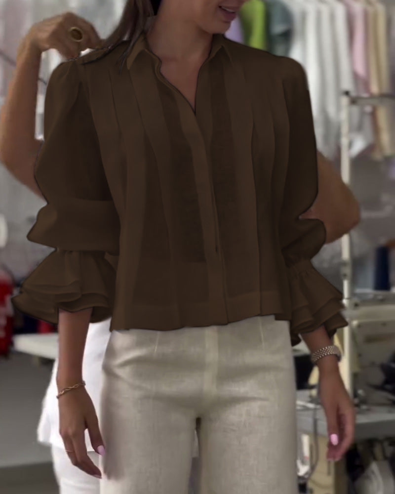 Chemise Manche Bouffante Volant