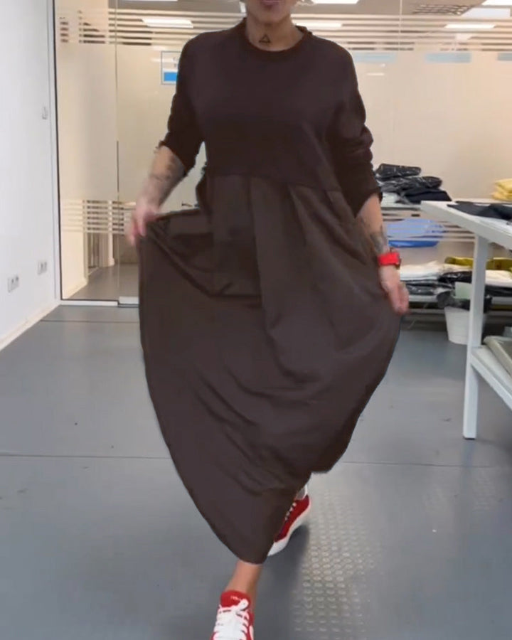 Robe longue décontractée de couleur unie