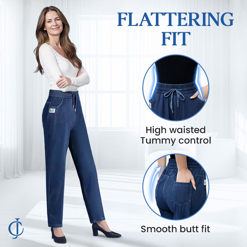 Haute Taille Ultra Élastique Mom Jeans