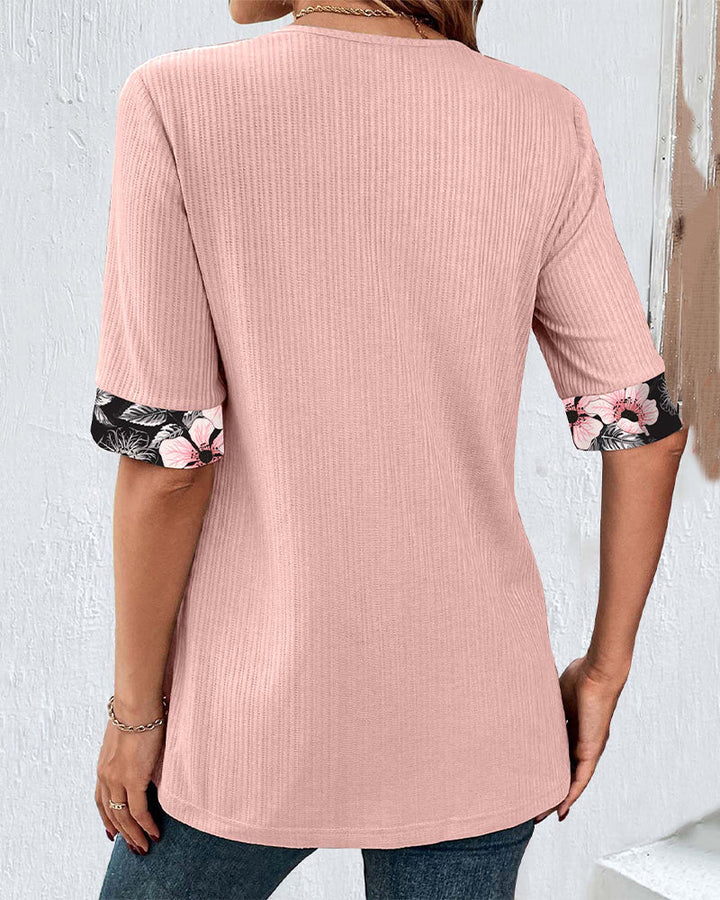 Blouse élégante à empiècements à imprimé floral