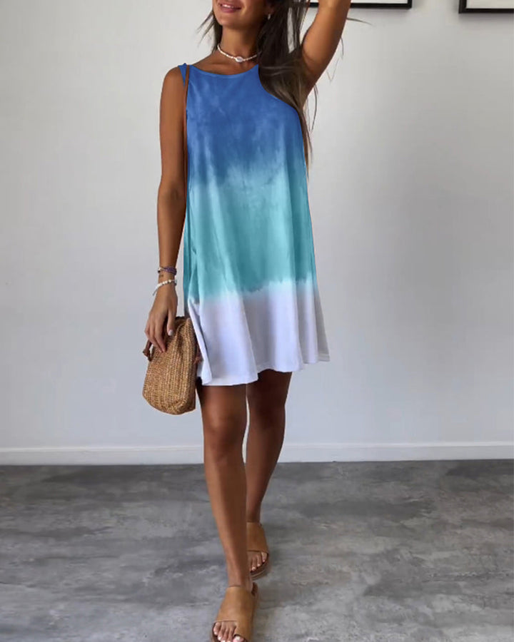 Robe décontractée sans manches bloc de couleur
