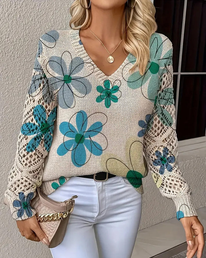 Pull À Col En V Avec Motif Ajouré