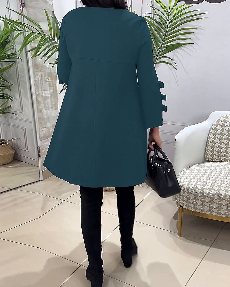 Robe décontractée au genou avec manches longues