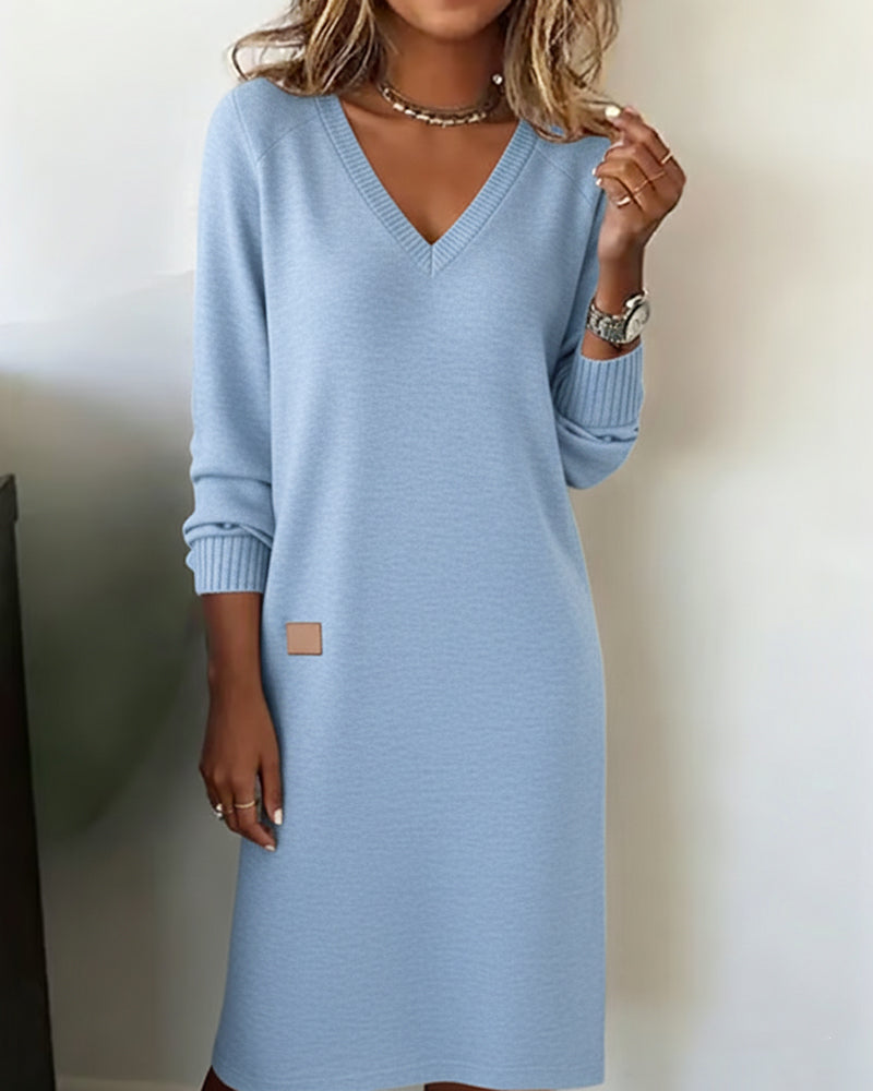 Robe Pull Col En V Élégante