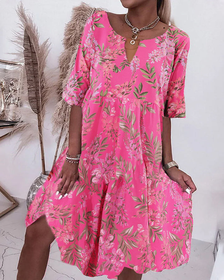 Robe droite à imprimé floral