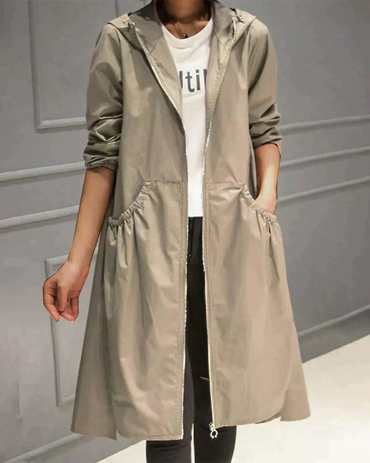 Klarissa | Manteau de pluie long avec capuche pour femme