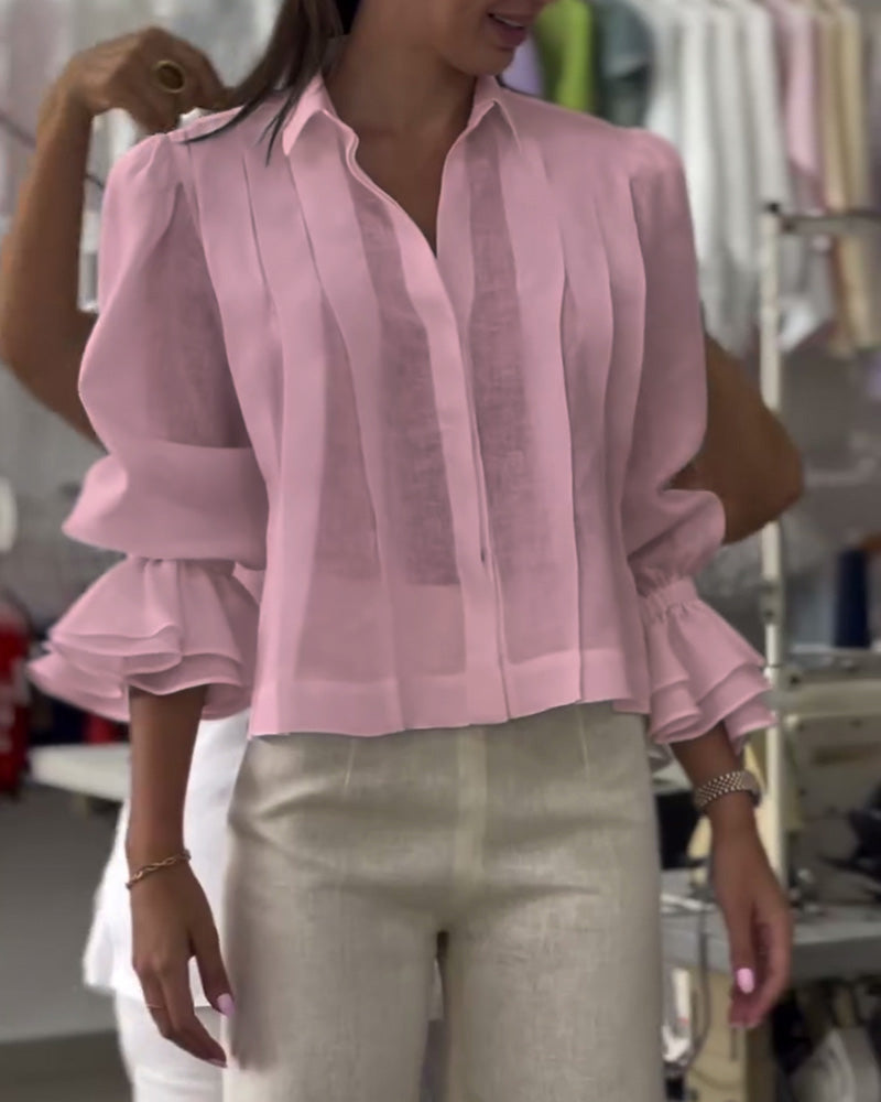 Chemise Manche Bouffante Volant