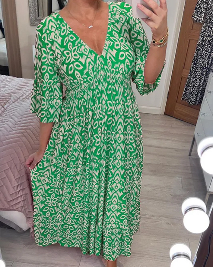 Robe longue imprimée rouge