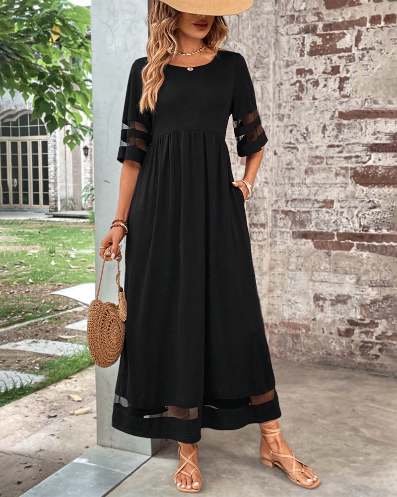 Robe élégante à Manches Mi-Longues Et Col Rond Décontracté
