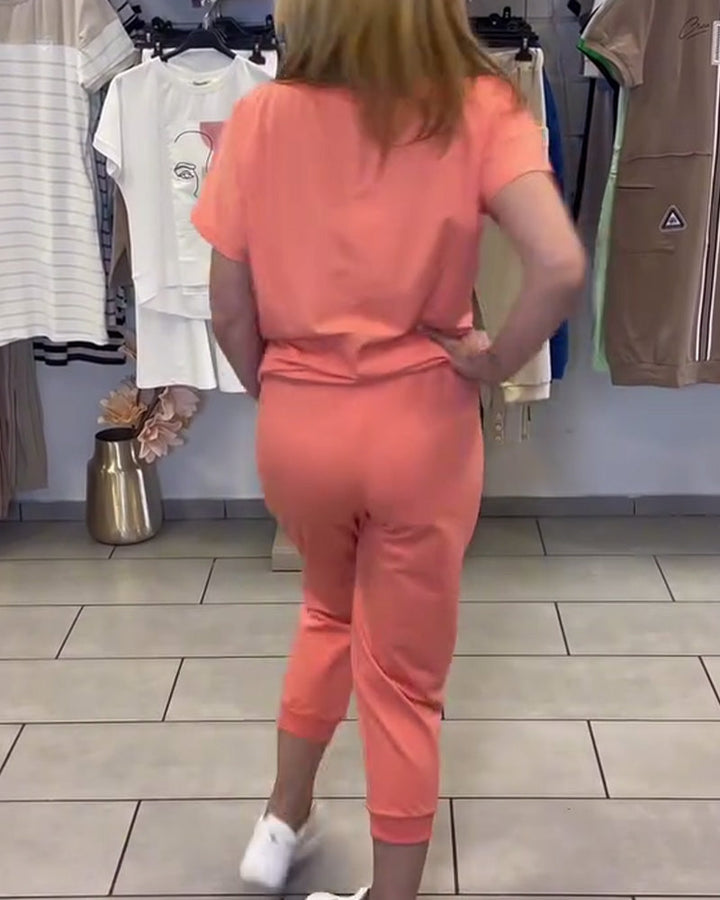 Ensemble Décontracté Pantalon Court Imprimé
