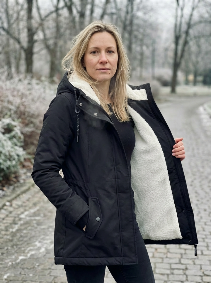 Éliane – długi, wodoodporny płaszcz zimowy damski, ciepły i elegancki
