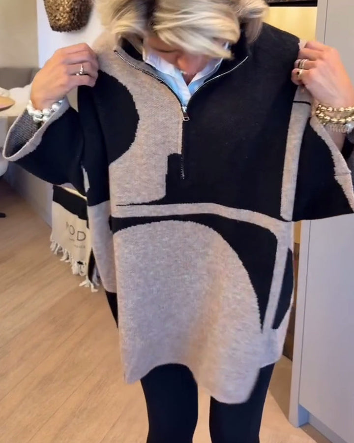 Modny sweter z półgolfem i zamkiem pod szyją